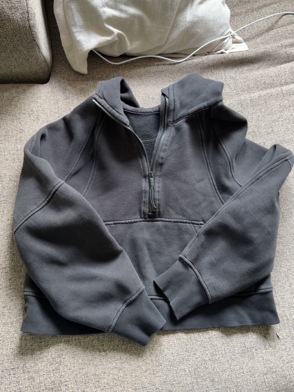 lululemon athletica charcoal gray half-zip hoodie